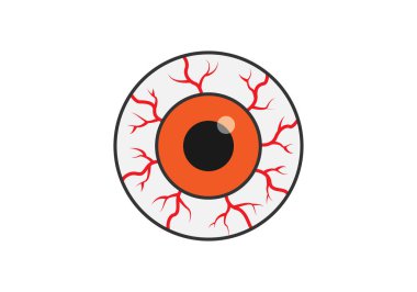 Beyaz arka planda damarları olan kırmızı göz