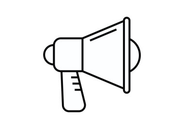 Beyaz arka planda siyah megafon simgesi