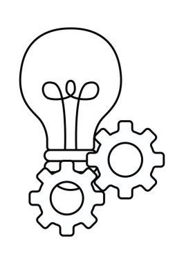 Fikir geliştirme vitesli bir ampulün siyah simgesi
