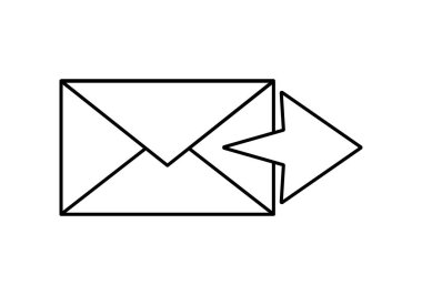 Beyaz arkaplanda siyah e- posta simgesi