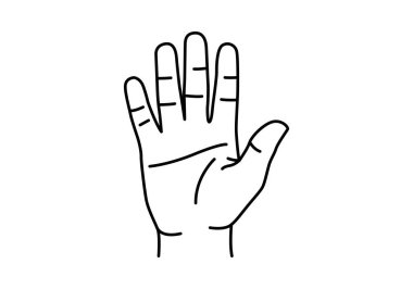 Beyaz arkaplanda siyah açık el simgesi