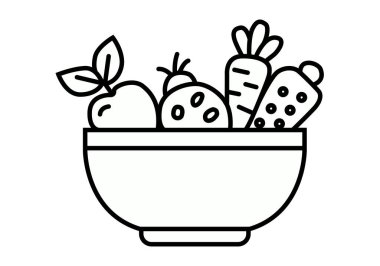 Siyah bir kase sebze ikonu.