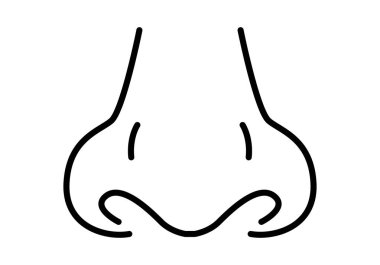 Beyaz arkaplanda insan burnunun siyah simgesi