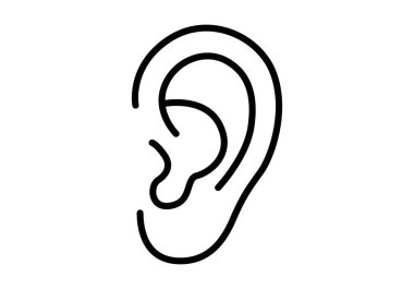 Beyaz arkaplanda siyah kulak simgesi