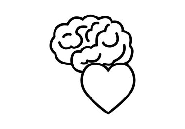 Akıl sağlığı için kara beyin ve kalp ikonu