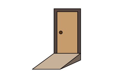 Beyaz arkaplanda erişilebilir eğimli kapı