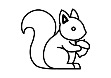 Beyaz arka planda siyah sincap simgesi