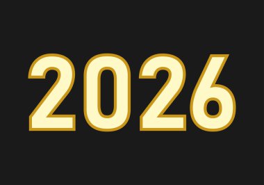 Yıl 2026, siyah arkaplanda altın.