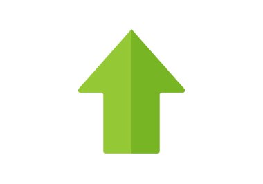 Büyümek ya da yükselmek için yukarı bakan yeşil ok simgesi
