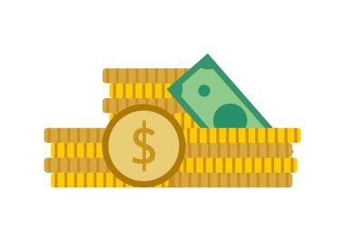 Altın para yığını ve dolar banknot, tasarruf, yatırım ve finans kavramı