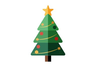 Noel ağacı simgesi, üstünde bir yıldız ve düz tasarım tarzıyla süslenmiş