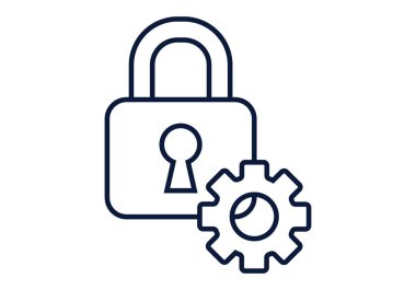 Sistem güvenliği yönetimi veya yapılandırmasını temsil etmek için teçhizatlı asma kilit simgesi