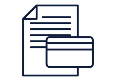 Bir kredi kartı ya da banka kartının yanına fatura ya da rapor simgesi