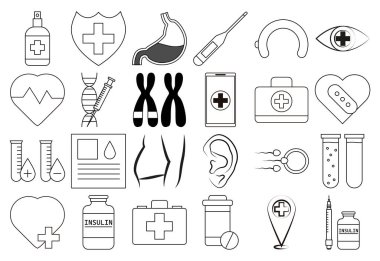 Tıbbi teşhis, biyoloji ve organlarla ilgili simge sayfası