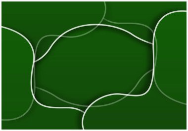 Beyaz organik çizgiler ve eğriler vektörü ile koyu yeşil soyut arkaplan