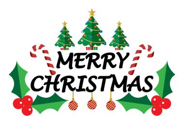 Mutlu Noel metinleri ökseotu, baston şekerler ve ağaçlarla