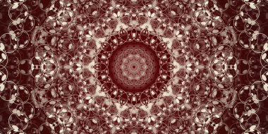 Burgonya ve bej tonlarında soyut simetrik mandala arkaplanı