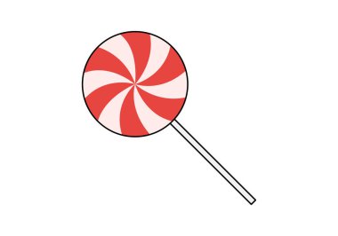 Beyaz arka planda kırmızı ve beyaz lolipop