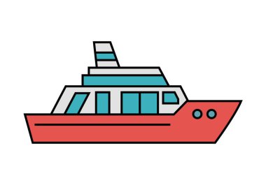 Beyaz arka planda kırmızı ve beyaz bir yat