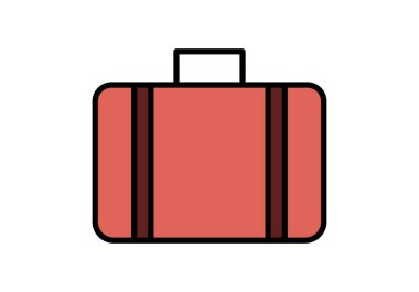 Beyaz arka planda siyah saplı kırmızı bavul