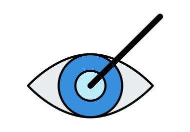 Düz stil tıbbi lazer işaretleyici ile yakın plan göz.