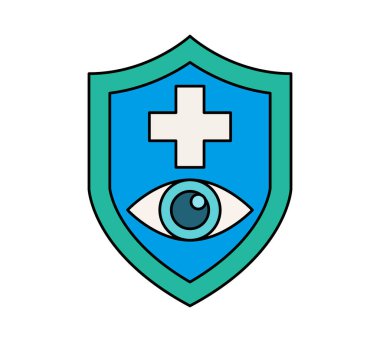 Görsel ya da göz koruma için tıbbi haç ve göze sahip kalkan
