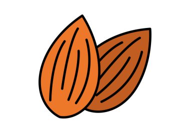 Beyaz bir zemin üzerinde izole edilmiş iki badem.