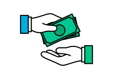 Nakit ödeme ya da iş alışverişini sembolize eden banknotların el değiştirmesi