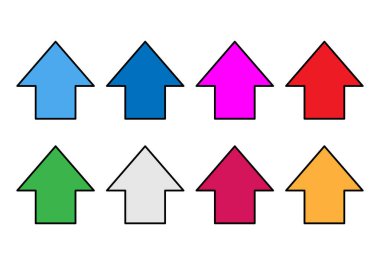 Yukarı bakan renkli oklar koleksiyonu