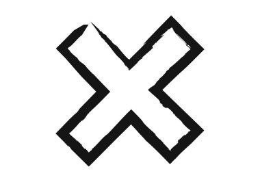 El çizimi haç veya siyah fırça darbeleriyle beyaz arkaplanda X işareti