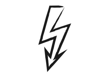 Beyaz arkaplanda kömür stili vuruşlu siyah yıldırım simgesi