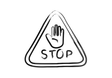 Elle üçgen uyarı işareti ve kömür vuruşunda 