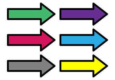 Sağ tarafı gösteren renkli oklar dizisi.