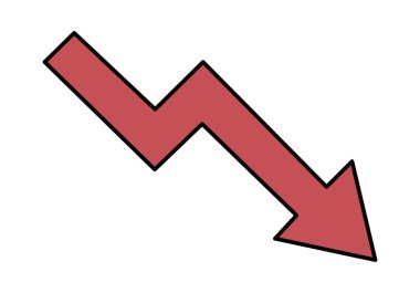 Zigzag yörüngesi olan aşağı bakan kırmızı ok finansal çöküşü ve ekonomik krizi temsil ediyor..