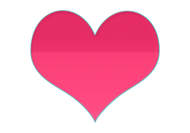 Şeffaf arkaplanda turkuaz kenarlıklı pembe gradyan kalp.