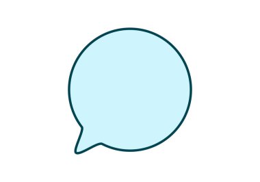 Metin iletileri ve dijital iletişim için boş mavi konuşma balonu