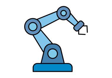 Otomasyon işlemleri ve akıllı üretim için eklemli mavi endüstriyel robotik kol