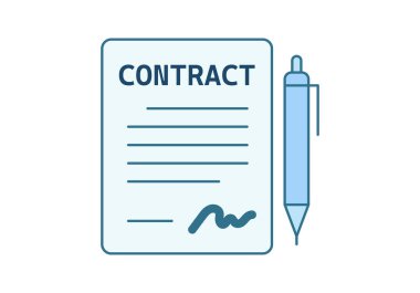 Sözleşme belgesi, yasal anlaşmaları ve iş taahhütlerini sembolize etmek amacıyla mavi kalemle imzalandı
