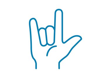 İnsan eli mavi bir çizgiyle temsil edilen işaret diliyle 