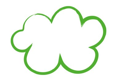 Beyaz arka planda sanatsal fırça darbesi olan yeşil bir bulutun silüeti.