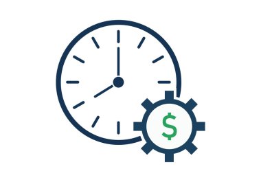 Zaman ve finansal verimliliği temsil eden bir dişli ve dolar sembollü analog saat