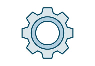 Mavi çizgili metal dişli simgesi