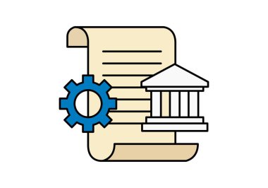 Yasama yönetim sürecini bir vites ve kurumsal belge yoluyla temsil eden simge