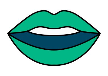 Dolgun yeşil dudaklı ve ağzı biraz açık bir kadının ikonu.