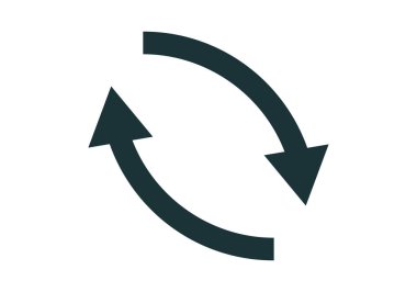 Çemberdeki iki eğri okun simgesi güncelleme veya senkronizasyonu gösterir