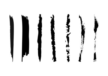 Dikey siyah fırça darbeleri kümesi grunge ve sanatsal doku