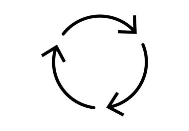 Dairesel hareketli üç oklu geri dönüşüm sembolü