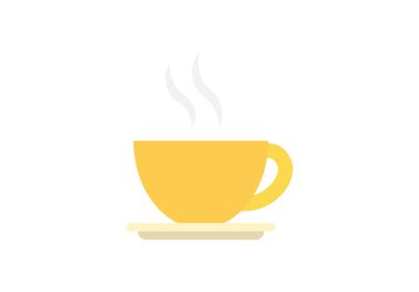 Sarı fincan sıcak, buharda pişmiş kahve.