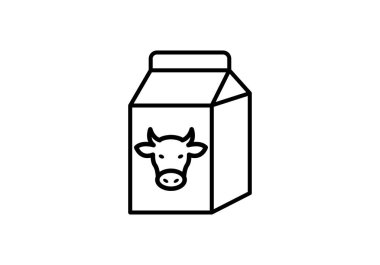 Doğrusal bir şekilde inek kafası çizilmiş süt kutusu.