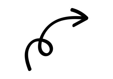 Sağa doğru yükselen spiral şeklinde elle çizilmiş siyah ok.